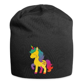Rainbow Unicorn Cartoon Design - Jersey Beanie - black - Front