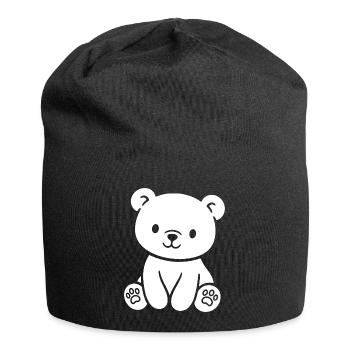 Cute teddy bear for babies and toddlers - Jersey Beanie - black - Front