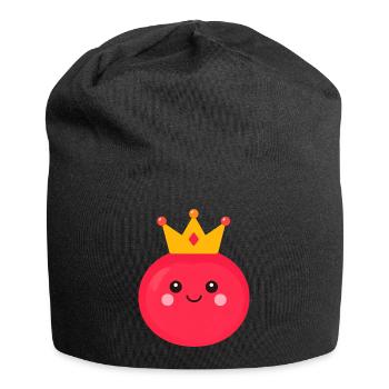 Kawaii Tomato with Crown – Sweet Queen Design - Jersey Beanie - black - Front