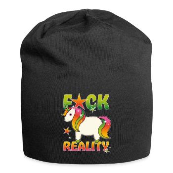 Regenbogen Einhorn - Jersey-Beanie - Schwarz - Vorne