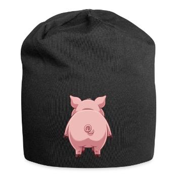 Lustiges Schwein von Hinten Geschenk Bauern - Jersey-Beanie - Schwarz - Vorne