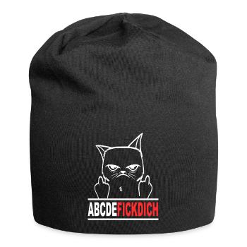 Fuck you Fick dich T Shirt Sprüche Lustige Tiere - Jersey-Beanie - Schwarz - Vorne