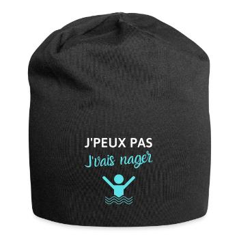 Je peux pas je vais nager humour piscine natation - Bonnet en jersey - noir - Devant