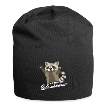 Ich mag halt Waschbären Spruch - Jersey-Beanie - Schwarz - Vorne