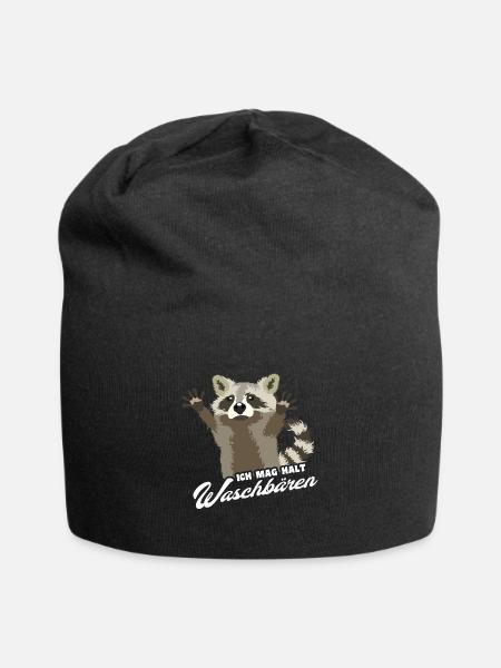 Ich mag halt Waschbären Spruch - Jersey-Beanie - Schwarz