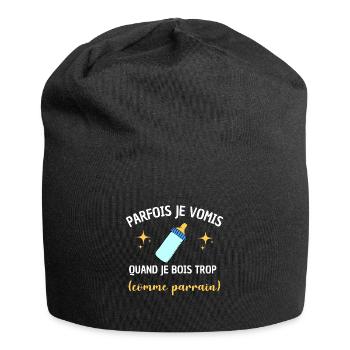 Parfois je vomis comme parrain bébé biberon humour - Bonnet en jersey - noir - Devant