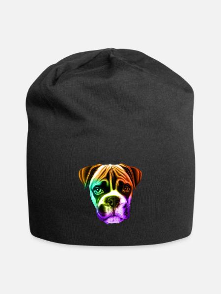 Boxer Hund - Jersey-Beanie - Schwarz