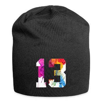 FARBIG NUMMER 13 BUNT 13. GEBURTSTAG - Jersey-Beanie - Schwarz - Vorne
