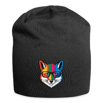 renard dessin animé cool coloré avec des lunettes - Bonnet en jersey - noir - Devant