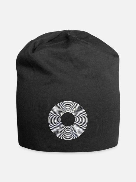 Minimalistisches abstraktes Kreislinien-Design - Jersey-Beanie - Schwarz
