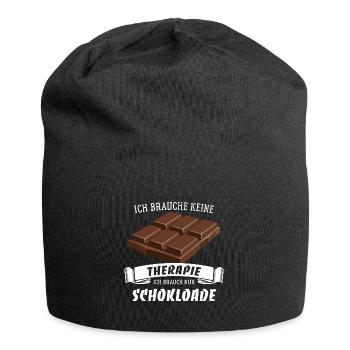 Ich brauche keine Therapie, brauch nur Schokolade - Jersey-Beanie - Schwarz - Vorne