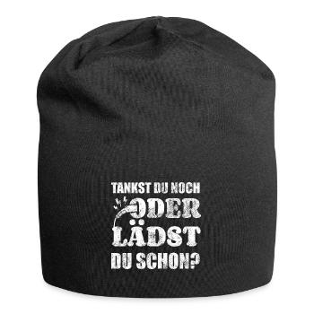 Elektroauto - E-Auto Aufladen Spruch - Jersey-Beanie - Schwarz - Vorne