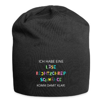 LRS Lese-Rechtschreib-Schwäche Rechtschreibung - Jersey-Beanie - Schwarz - Vorne