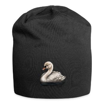 Baby Swan Bird Chick - Jersey Beanie - black - Front