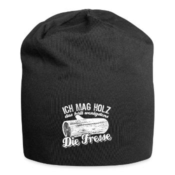 Ich mag Holz das hält wenigstens die Fresse - Jersey-Beanie - Schwarz - Vorne