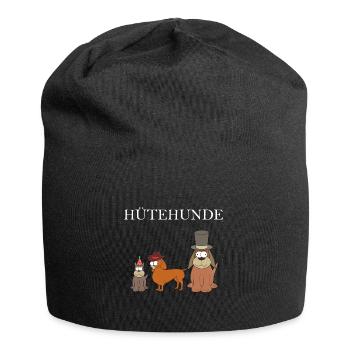 Hütehund Hunde mit Hut Huetehund Geschenk Lustig - Jersey-Beanie - Schwarz - Vorne
