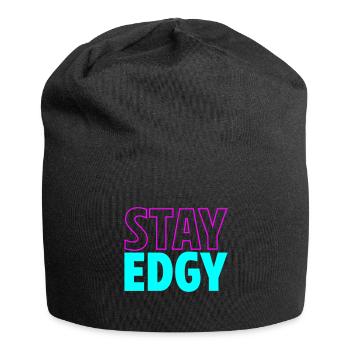 Stay Edgy | Ausgeflippt bleiben | Farben änderbar - Jersey-Beanie - Schwarz - Vorne