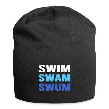 Schwimmen Schwimmer schwimmt Schwimmabzeichen - Jersey-Beanie - Schwarz - Vorne