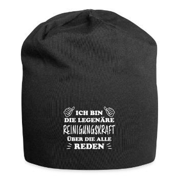 Reinigungskraft Spruch Haushalt Putzfrau Geschenk - Jersey-Beanie - Schwarz - Vorne