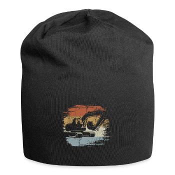 Retro - Vintage - Excavator - Dredging - Jersey Beanie - black - Front