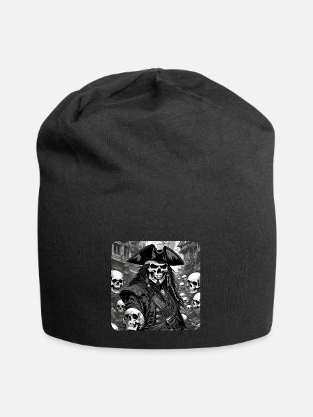 Pirat mit Totenköpfen - Jersey-Beanie - Schwarz