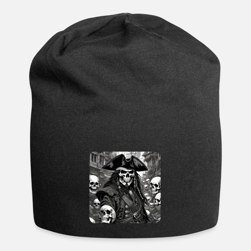 Pirat mit Totenköpfen - Jersey-Beanie - Schwarz