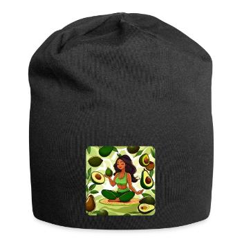 Joga Frau mit Avocado Frucht - Jersey-Beanie - Schwarz - Vorne