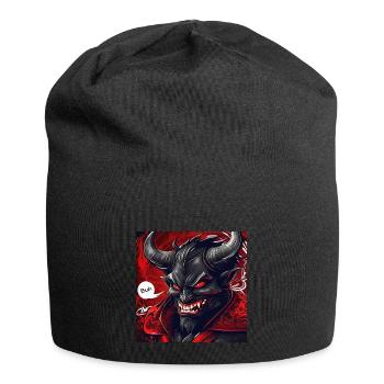 Evil grinning horror devil says boo - Jersey Beanie - black - Front