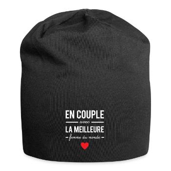 En couple avec la meilleure femme du monde - Bonnet en jersey - noir - Devant