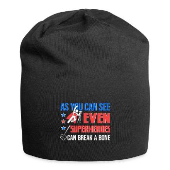 Superhero Crutches Leg Fractured Foot Broken Gift - Jersey Beanie - black - Front