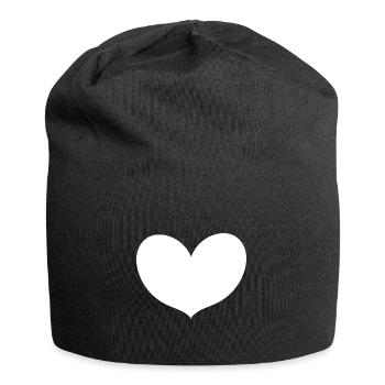 Herz - Skifahren - (2) - Jersey-Beanie - Schwarz - Vorne