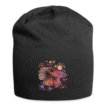 Betta Splendens Retro print I Siamese Fighting - Jersey-Beanie - Schwarz - Vorne
