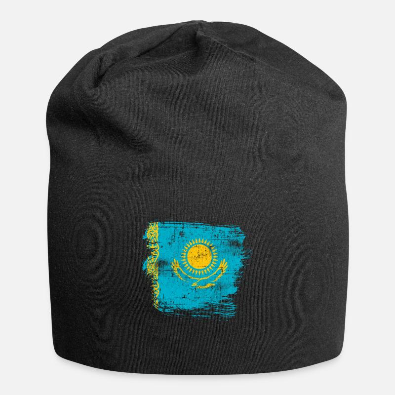 Kasachstan - Jersey-Beanie - Schwarz