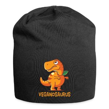 Veganosaurus orange, dinosaur dino vegan - Jersey Beanie - black - Front