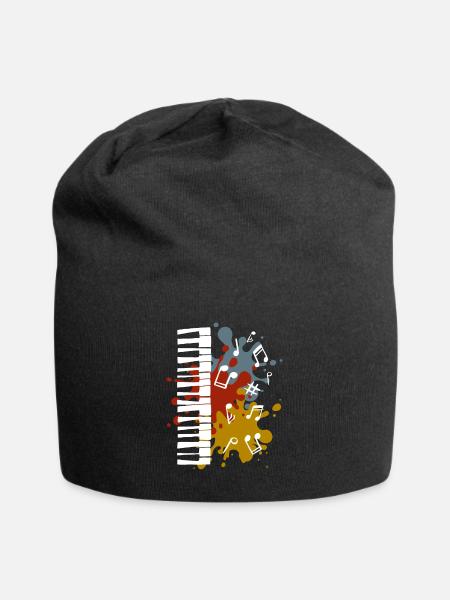 Retro Musik Klavier - Jersey-Beanie - Schwarz