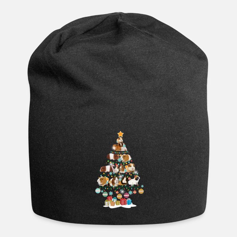 Guinea Pigs Lovers Christmas Pine Tree - Jersey Beanie - black