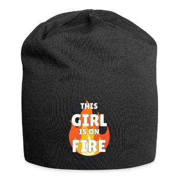 This Girl is on Fire Lady Woman Power Go Girls - Jersey-Beanie - Schwarz - Vorne