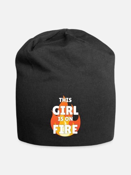 This Girl is on Fire Lady Woman Power Go Girls - Jersey-Beanie - Schwarz