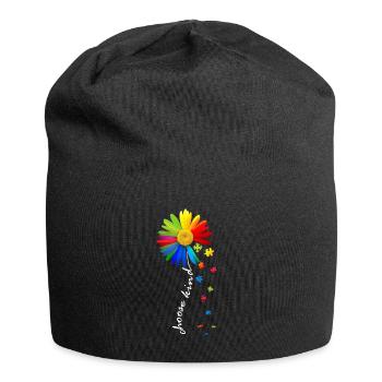 Choose Kind Rainbow Daisy Autism Awareness Support - Jersey Beanie - black - Front