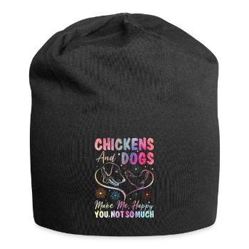 Chickens And Dogs Make Me Happy You Not So Much - Jersey-Beanie - Schwarz - Vorne