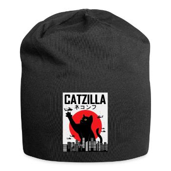 CATZILLA Katze Cat Kitty Japan Vintage Geschenk - Jersey-Beanie - Schwarz - Vorne