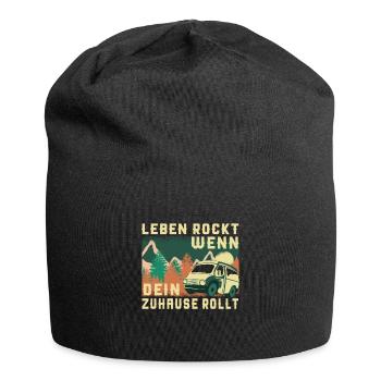 Camper Bus Van Geschenk I Caravan Camping - Jersey-Beanie - Schwarz - Vorne