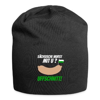Sächsische Wurst mit U Uffschnitt Sachsen Ossi - Jersey-Beanie - Schwarz - Vorne