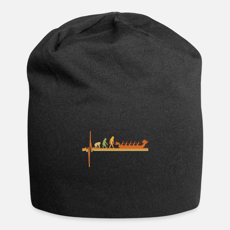 Drachenboot EKG Herzschlag Evolution Retro Vintage - Jersey-Beanie - Schwarz