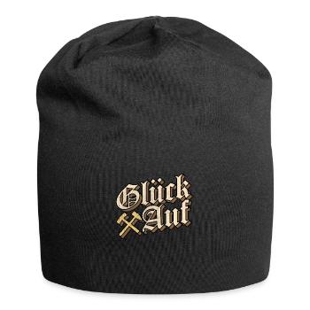 Glück Auf! Schlägel und Eisen Bergmann Geschenke - Jersey-Beanie - Schwarz - Vorne
