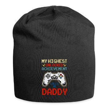 My Highest Unlocked Achievement Calls Me Daddy - Jersey Beanie - black - Front