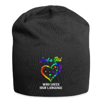 Just A Girl Who Loves Sign Language ASL Love - Jersey-Beanie - Schwarz - Vorne