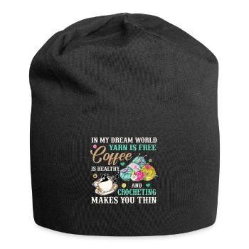 Crochet Lovers Yarn Is Free Coffee Is Healthy - Jersey Beanie - black - Front