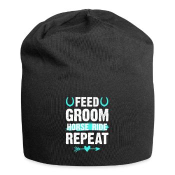 Groom riding groom horse - Jersey Beanie - black - Front
