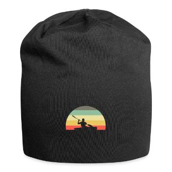 Retro Kajak Kayak Kajaker - Jersey-Beanie - Schwarz - Vorne